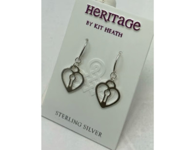 Set Heide Sterlingsilber signiert offen Schlüssel zu meinem Herzen Ohrhänger Neu mit Etikett Geschenkbox