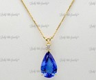 14k Yellow Gold Natural Diamond & Tanzanite Pendant pear shape 8.22ct — photo 3