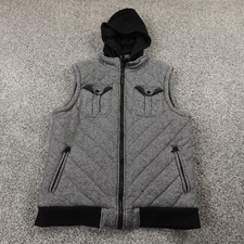 Marc Ecko Unltd Vest Mens L Gray Quilted Zip ...