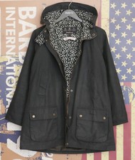 £249 Womens Barbour Emma Bridgewater Long Sage Hooded Wax Rain Jacket Uk 8 4 34