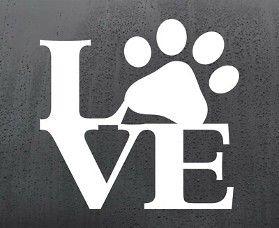 Lustiger Liebesbriefe Hund Pfotenabdruck Vinyl-Aufkleber Auto Van Decal Fenster Haustier Aufkleber