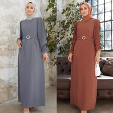 Fashion Dubai Pleated Sleeve Abaya Muslim Women Maxi Dress Kaftan Islamic Turkey