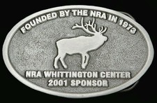 NRA National Rifle Association Whittington Elk Firearms Guns Vintage Belt Buckle