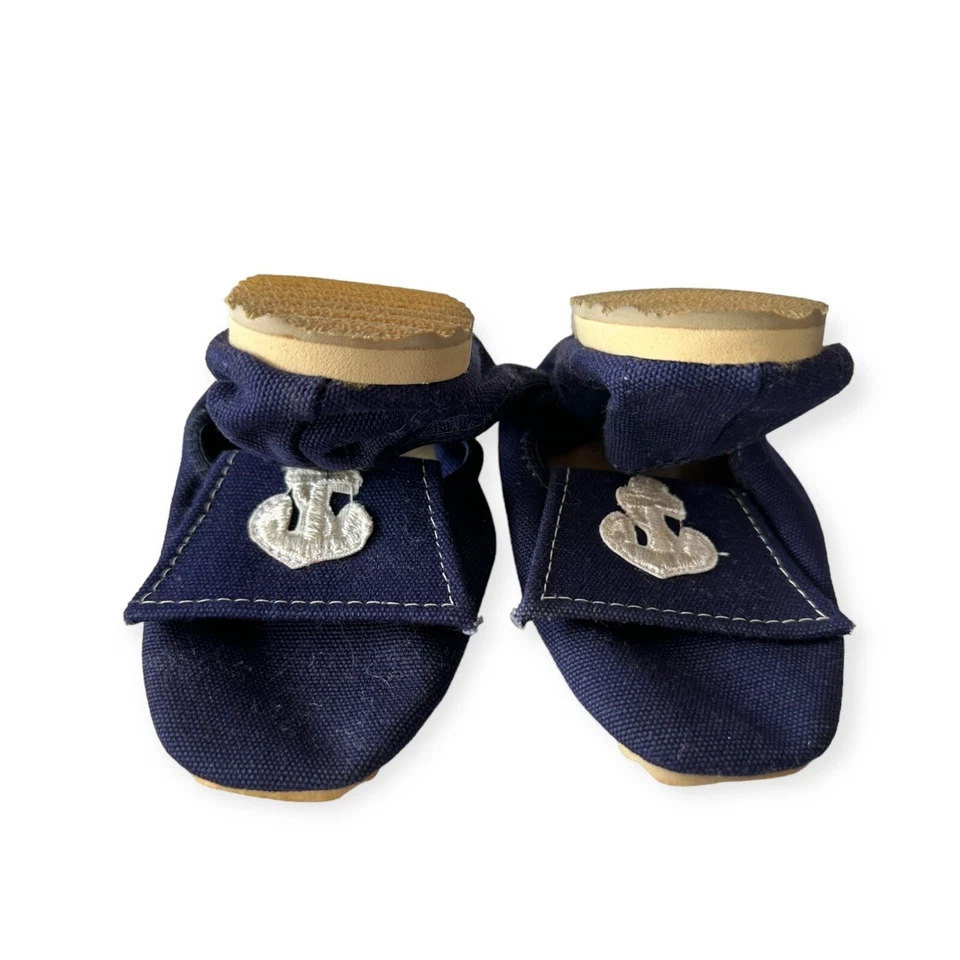 Vintage años 60 Bertlyn New York, planos plegables, talla mediana 6-6,5, lona azul marino Foto 3 de 4