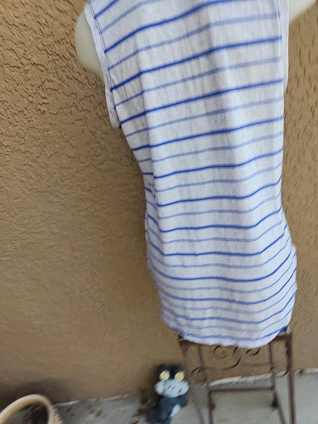 athleta heather blue sleeveless striped asana muscle tank-top