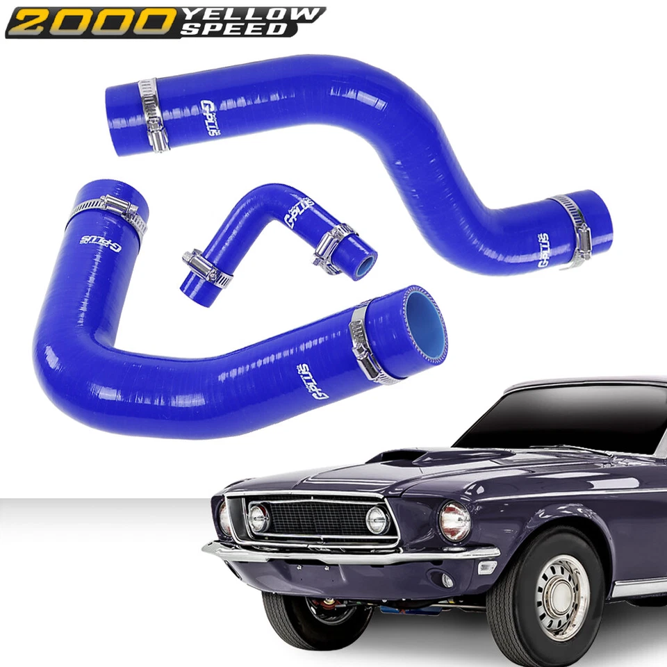 Fit For 1964-1968 Ford Mustang Cobra Shelby Silicone Radiator Blue Hose Foto 3 de 4