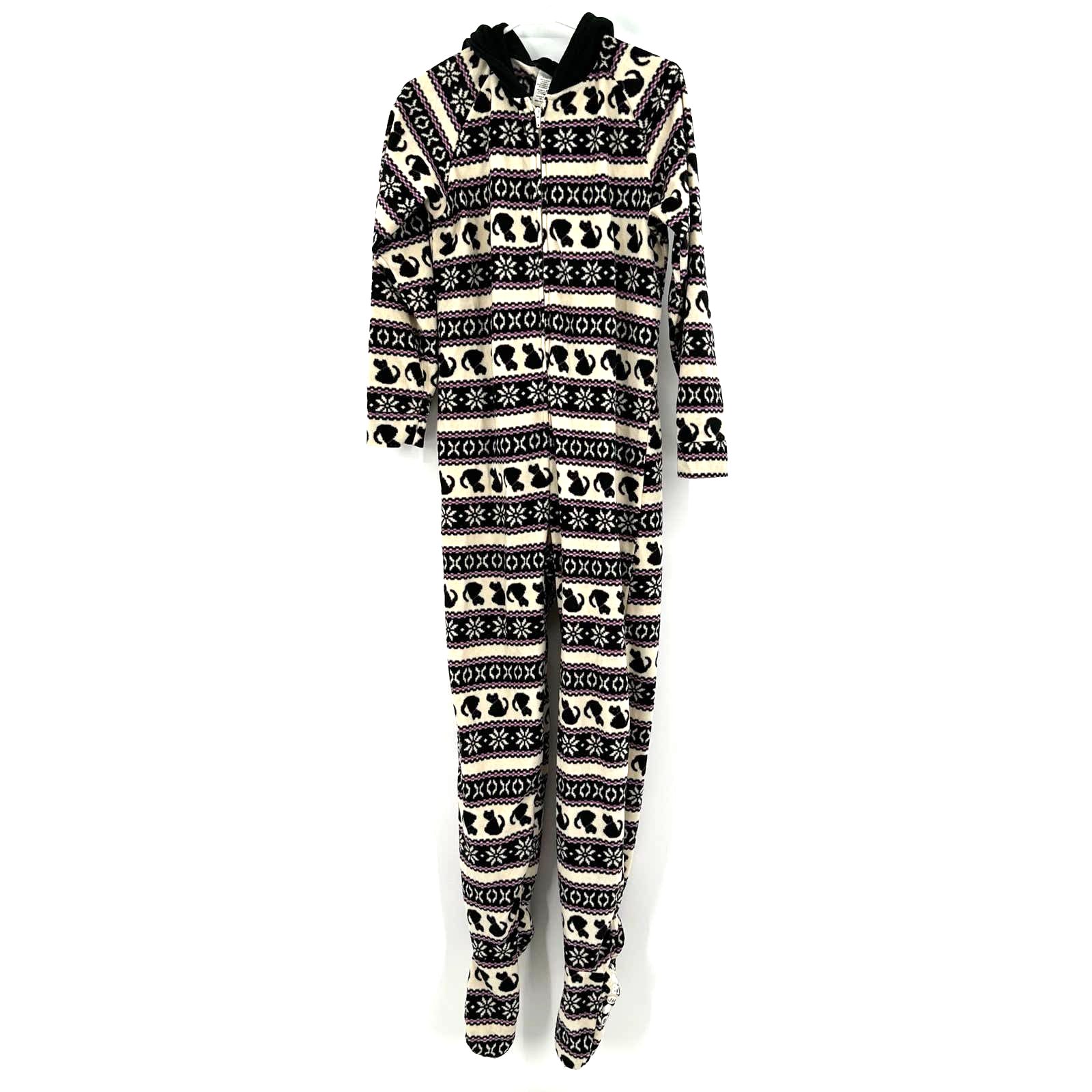 Joe Boxer size small long sleeve cat footed one piece fleece pajama