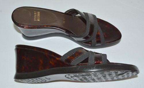 STUART WEITZMAN TORTOISE SHELL WEDGE SLIDE ON SANDALS WOMEN SZ 7.5 M *EUC* - Picture 8 of 10