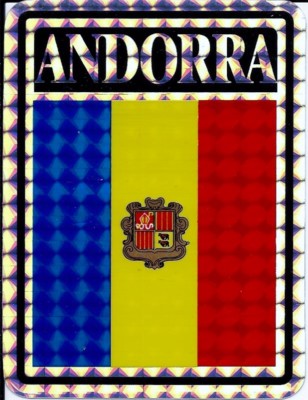 ANDORRA PRISMATIC  REFLECTIVE FLAG STICKER DECAL  - NEW - FREE SHIPPING