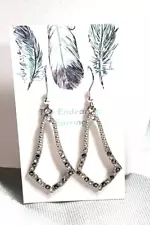 Fashion Earrings Rhinestone Glass Smoke Hematite Cast Silver Pierced Drop