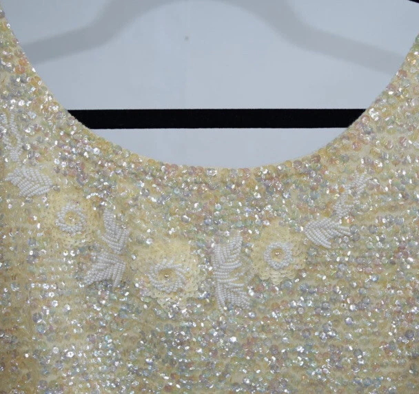 Cardigã vintage anos 50 suéter frisado lantejoulas cashmere angorá zíper Hong Kong O - Imagem 2 de 4