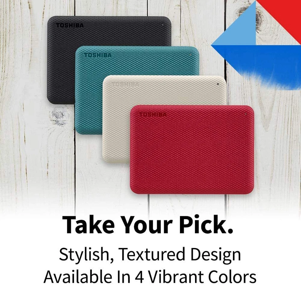 Toshiba Canvio Advance 4Tb Portable External Hard Drive Usb 3.0, Red - Personal  - Image 2 of 4