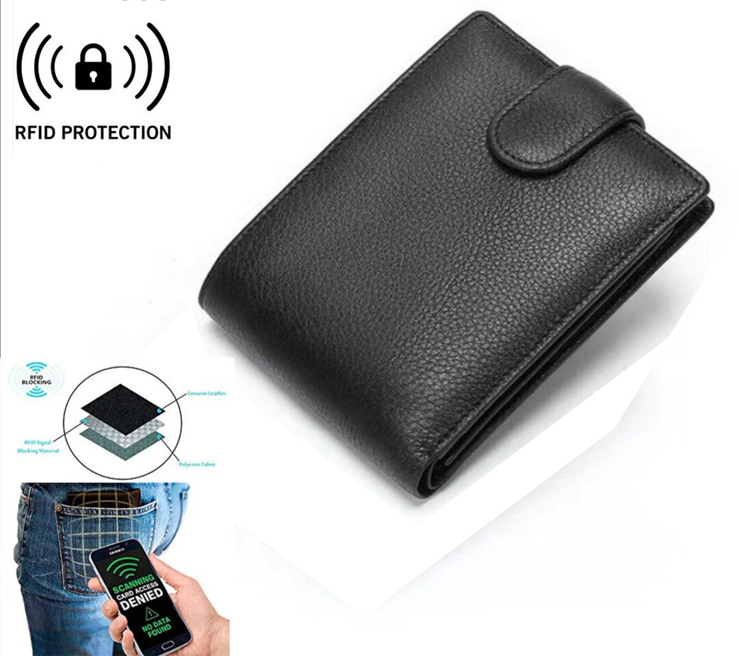 Men'sWalletwithButtonCoinPocket&IDWindow|RFIDBlockingCardHolder