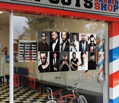 3D Man Hair Cut A203 Barber Shop Window Stickers Vinyl Wallpaper Wall Murals Amy
