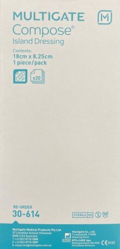 20/200 PCS x MULTIGATE COMPOSE ISLAND ADHESIVE, NON-ADHERENT WOUND ...