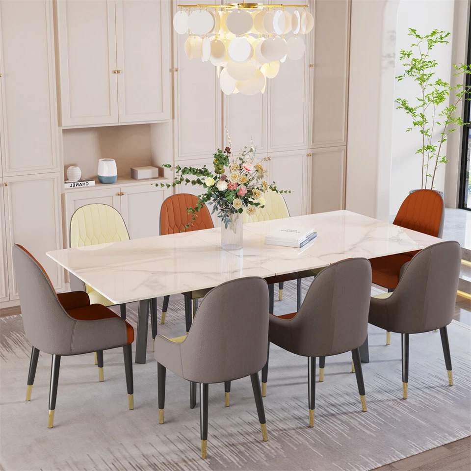 Mesa de Comedor Extensible 71 Pulgadas Alto Brillo Blanco/Negro Mesa de Cocina Garantía Foto 3 de 4