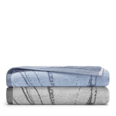 Oake Marble Bath Towel, Navy 30X56 
