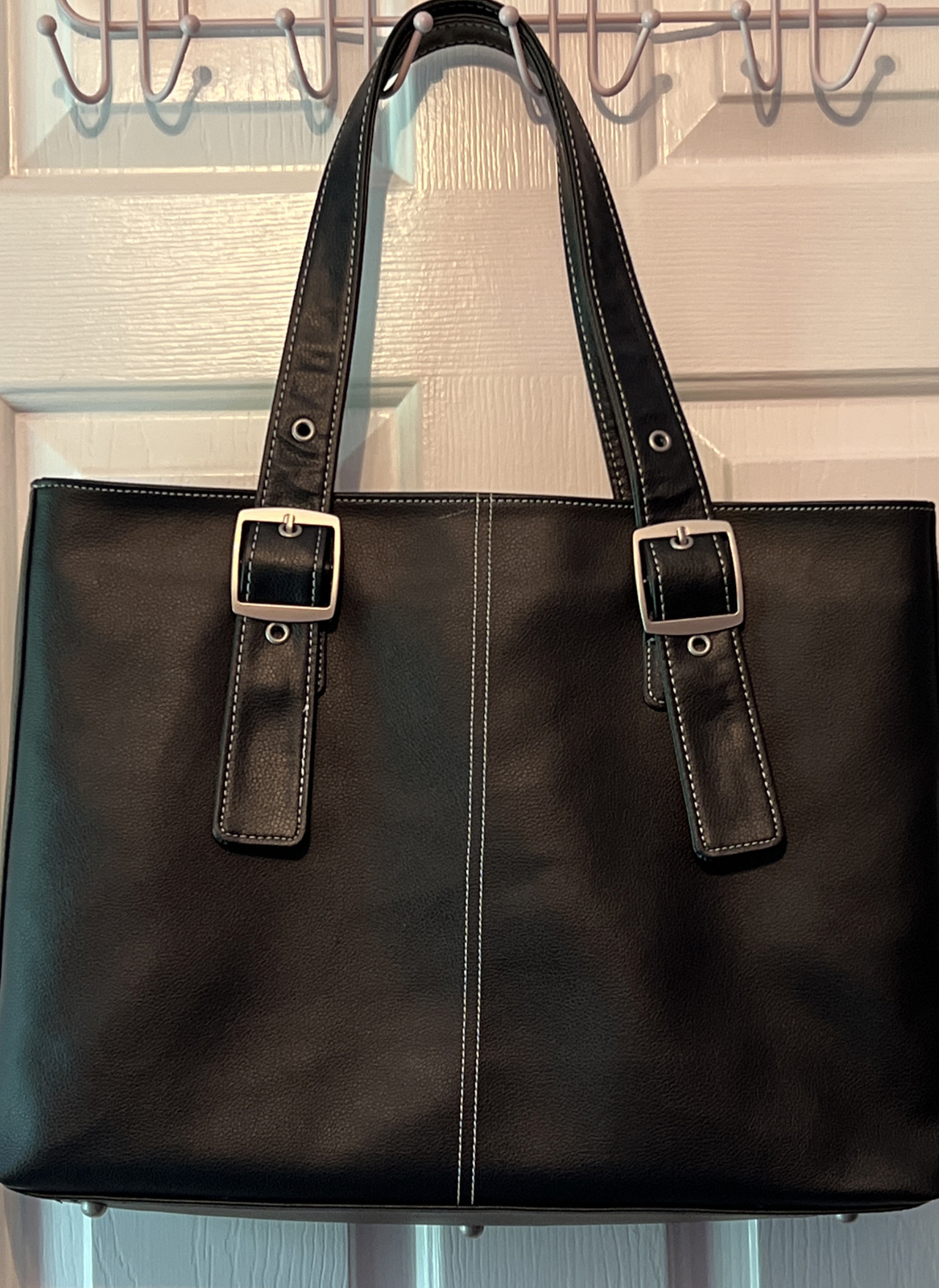 Solo Black Leather Tote Shoulder Bag Red Interior Large eBay