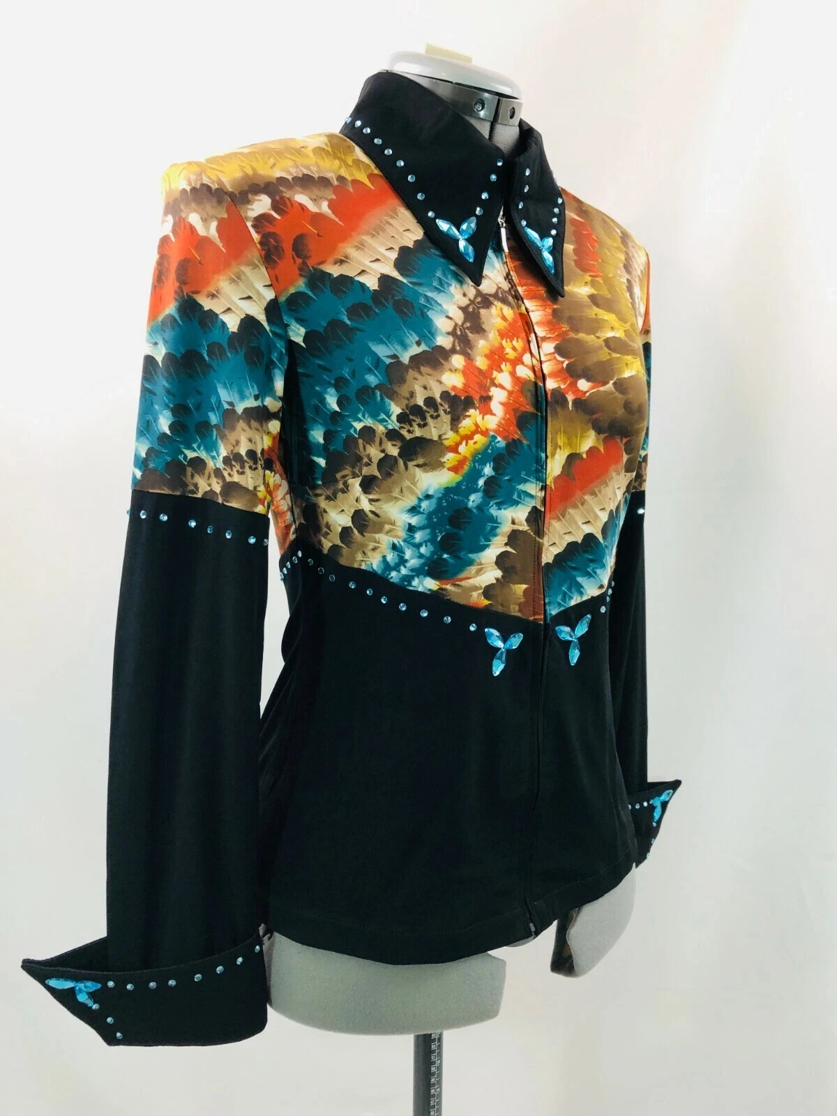 Western Showmanship Shirt M Matching Wool Show pad 34x42 Orange Blue Black Gold