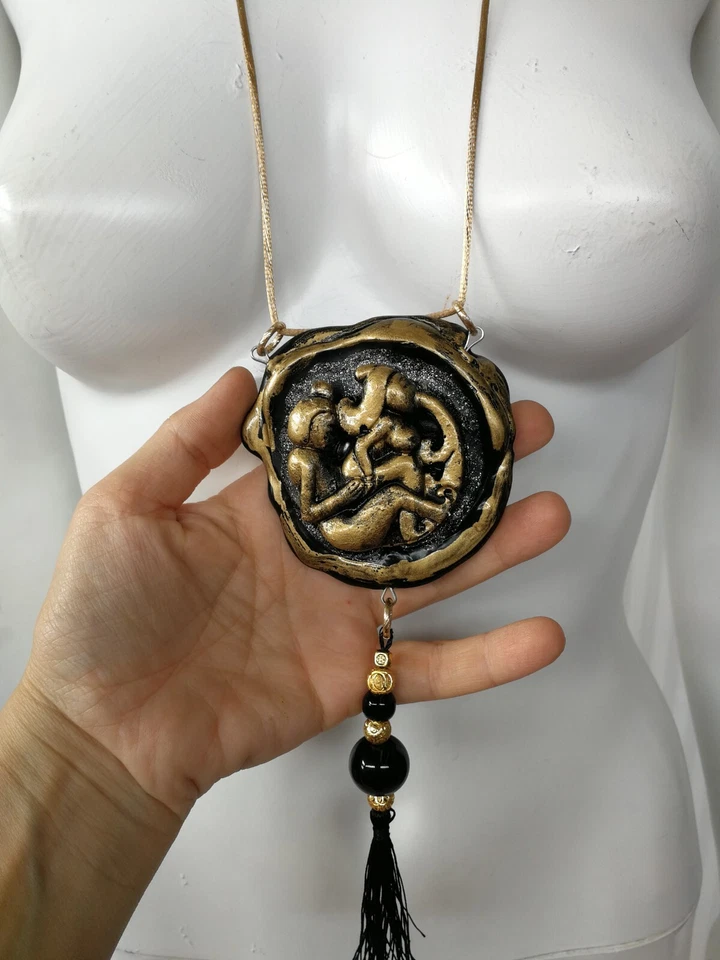 Love Talisman Sexy Amulet Antique Kama Sutra Jewelry Necklace Pendant Medallion - Image 3 of 4
