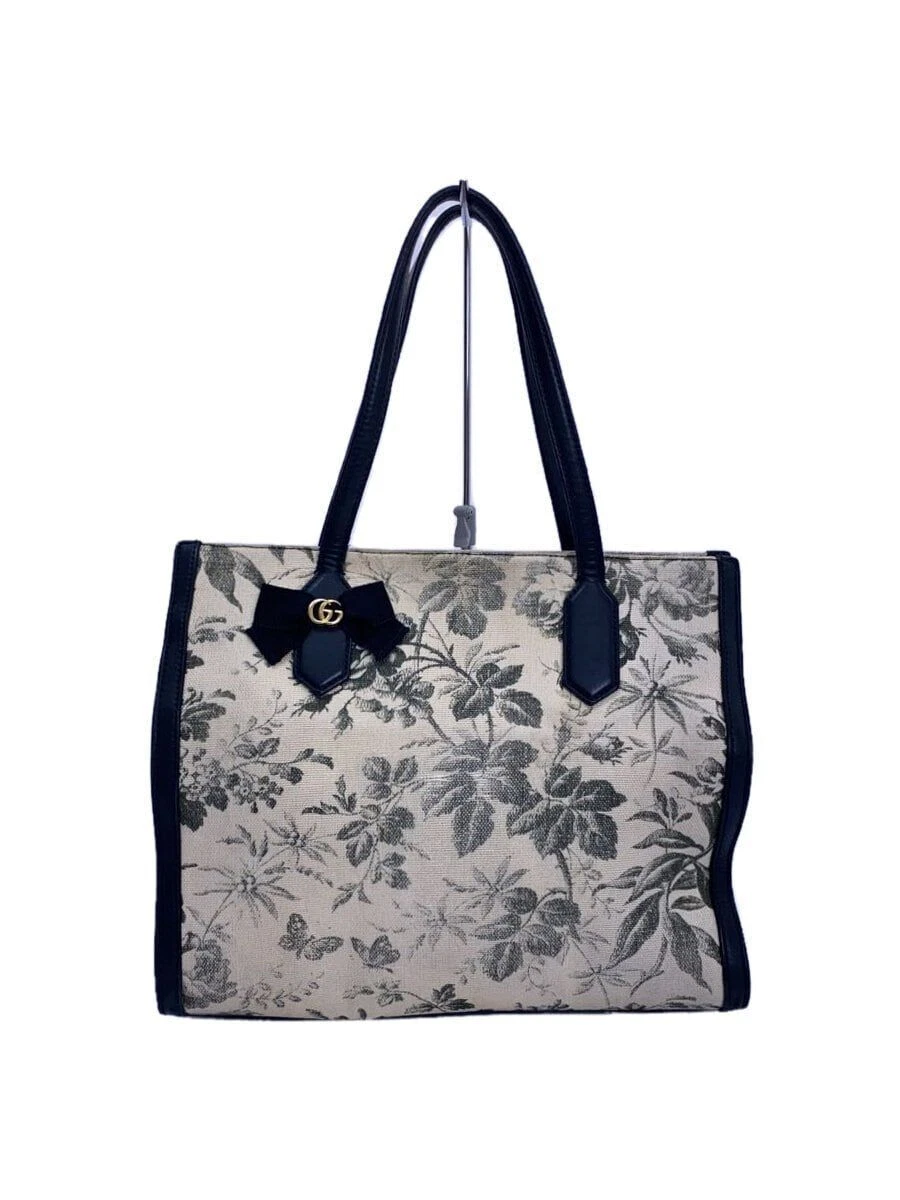 Sac fourre tout GUCCI toile imprimée herbier blanc Occasion