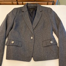 Banana Republic Women  s 10 One Button Blazer Preppy Charcoal Gray