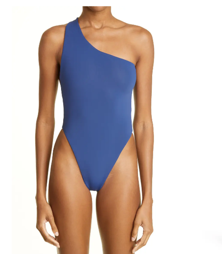 Louisa Ballou Swimwear Womens Small Blue Plunge 1 Piece Swimsuit New $320