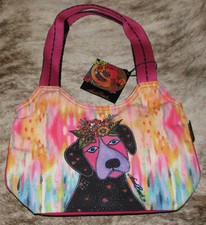 Laurel Burch LB8281 "Violet" Dog Canvas Medium Scoop Tote Bag 12.5"x4.5"x9.5"