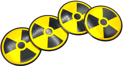 4Pack Warning Nuclear Radiation Wheel Cap Decal Sticker Auto Car Truck 56mm 2.2''
