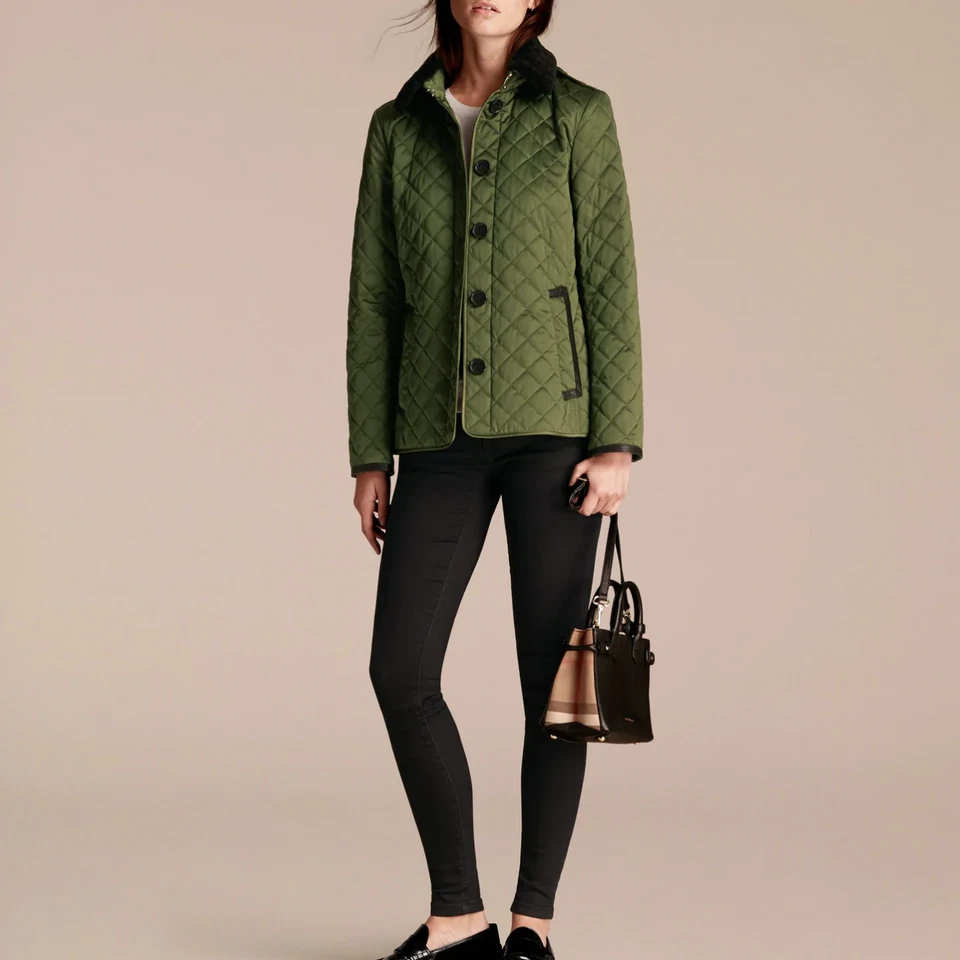 NWT Burberry Ashurst Quilted Jacket With Shearling Collar & Leather Trim S - Image 3 of 4