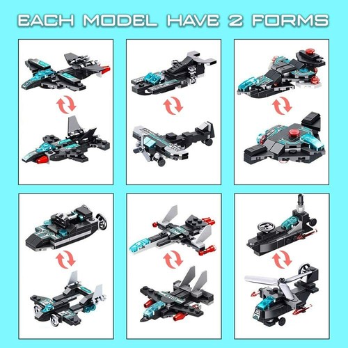 Juego de ladrillos de construcción 25 en 1 IXIR - 577 piezas, 24 modelos de aviones, 1 robot de batalla - Imagen 5 de 8