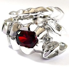 RED SCORPION SILVER PLATED MEN'S RING
