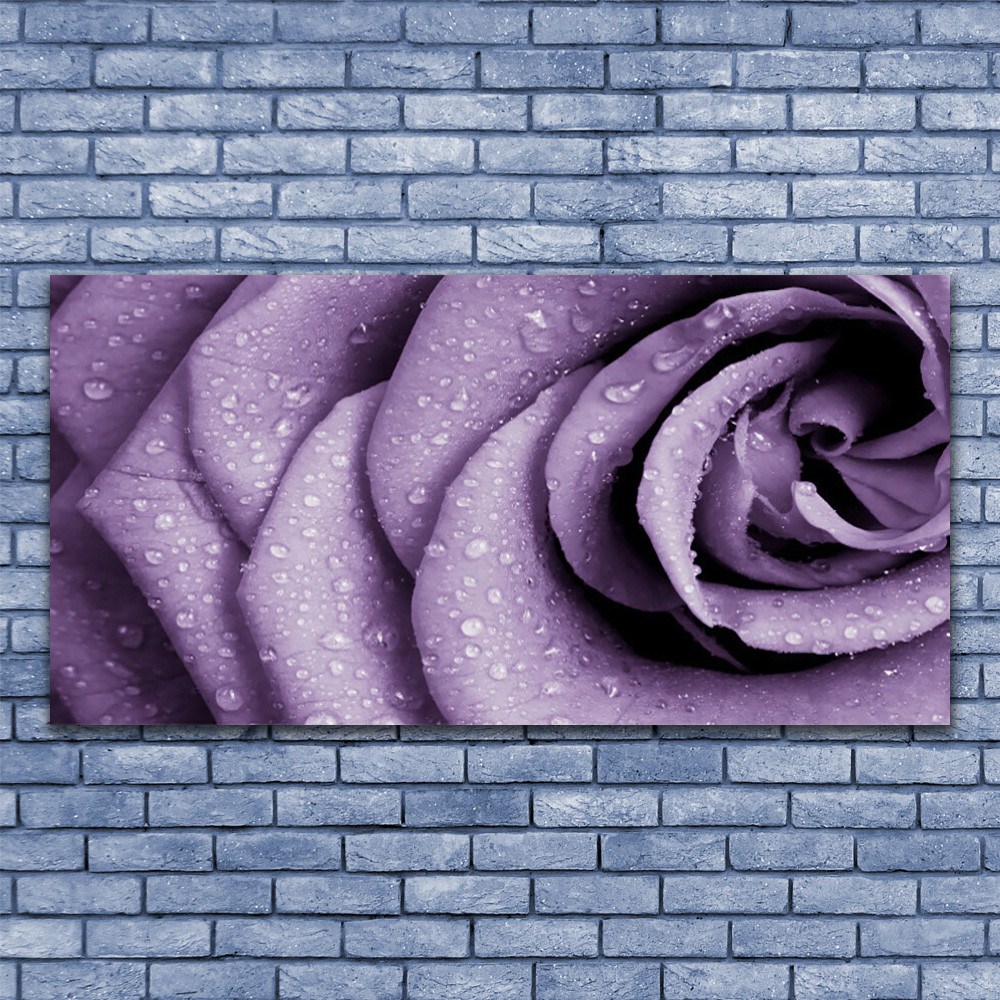Tableau Floral Rose sous verre 140x70 pour habiller un grand mur vide