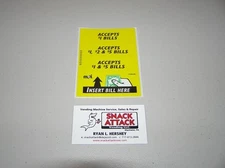 MARS VN2501 & VN2502 BILL VALIDATOR (3) VFM SERIES DECAL STICKERS $1, $2 & $5