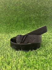 Louis Vuitton Lv Initials Leather Belt Black Logo Buckle Mens 110 cm Size 39-44