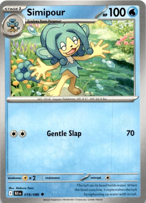 Simipour 018/086 Uncommon Black Bolt Pokemon Near Mint