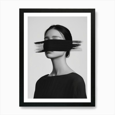 Frau mit geschlossenen Augen 1 Kunst Pr gerahmtes Wandbild Poster Leinwanddruck Bild