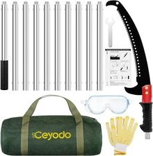 Manual Pole Saw 15Ft, Lightweight Manual Stainless Steel Extension High Pole Pru