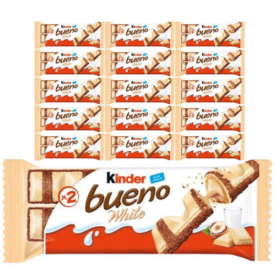 80761761 Kinder Bueno White Wafel w białej czekoladzie z mleczno-orzechowym nadz