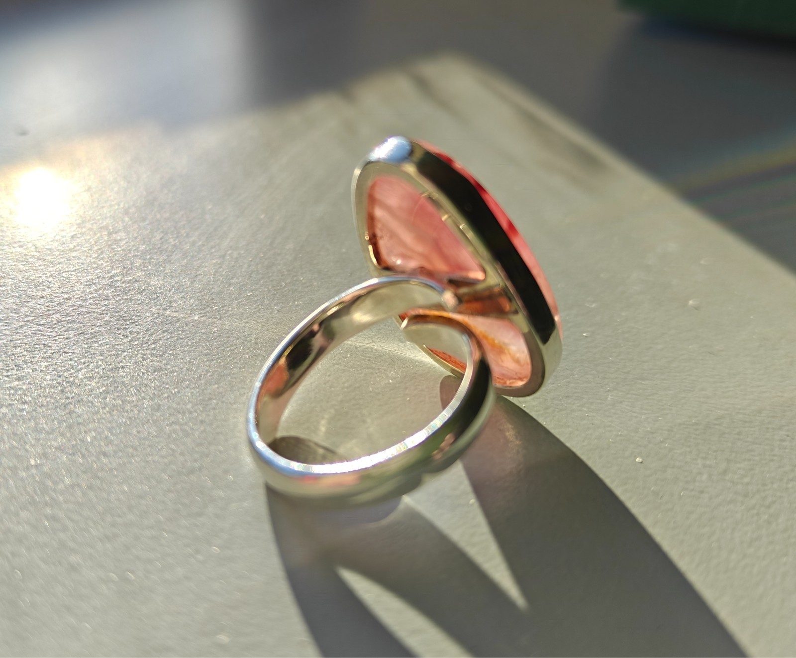 Rhodochrosite Ring (Adjustable, silver) - image 3