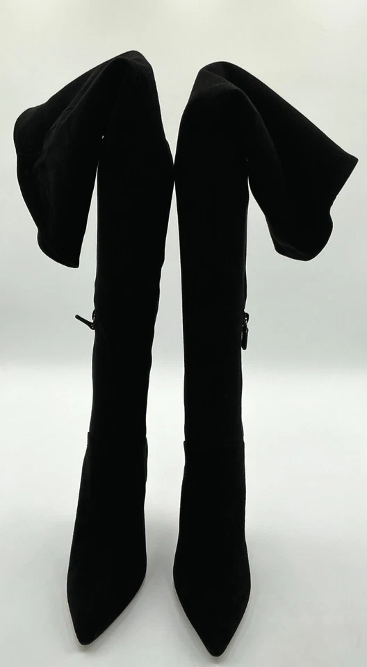 Botas de cuña Stuart Weitzman Lucite 100 para mujer talla 6 negras de gamuza sobre la rodilla Foto 2 de 4