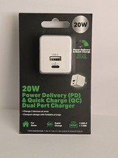 20W Power Delivery  Quick Charge Dual Port Wall Charger