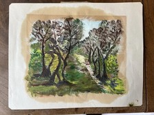 Dipinto Sottobosco Olio Su Cartone Perfetto Stato Misura 16x24 Cm Senza Cornice