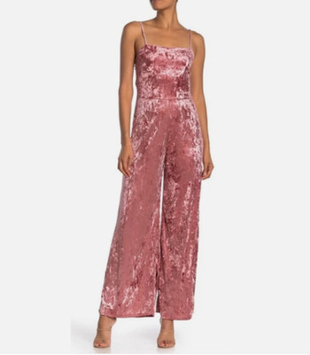 FREE PRESS - Sleeveless Soft Velvet Retro Jumpsuit - Red Rose - Size Medium