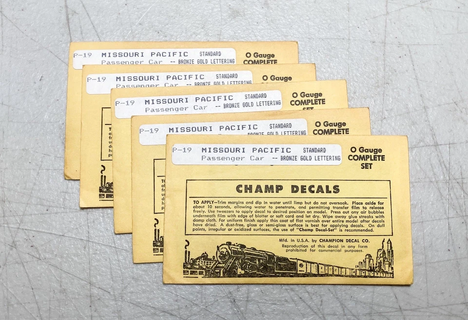 NEW Champ Decals O Gauge Scale P-19 Missouri Pacific Passenger Car NEVER OPENED - Image 2 of 2