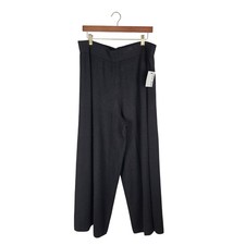 Nine West Womens Plus Size 1X Black Wide Leg Knit Pull-on Pants Career Office