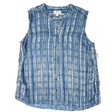 Style & Co Shirt Top Large Blue White Relaxed