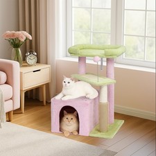 27.5in Cat Tree Tower Indoor with Cat Scratching Post, Cozy Condo, Toy Balls