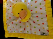 Carters Yellow Duck Plush White Green Orange Polka Dots Security Blanket Lovey