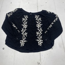 Karen Kane Blouse Womens XL Black Scoop Neck Long Sleeve Floral Tunic